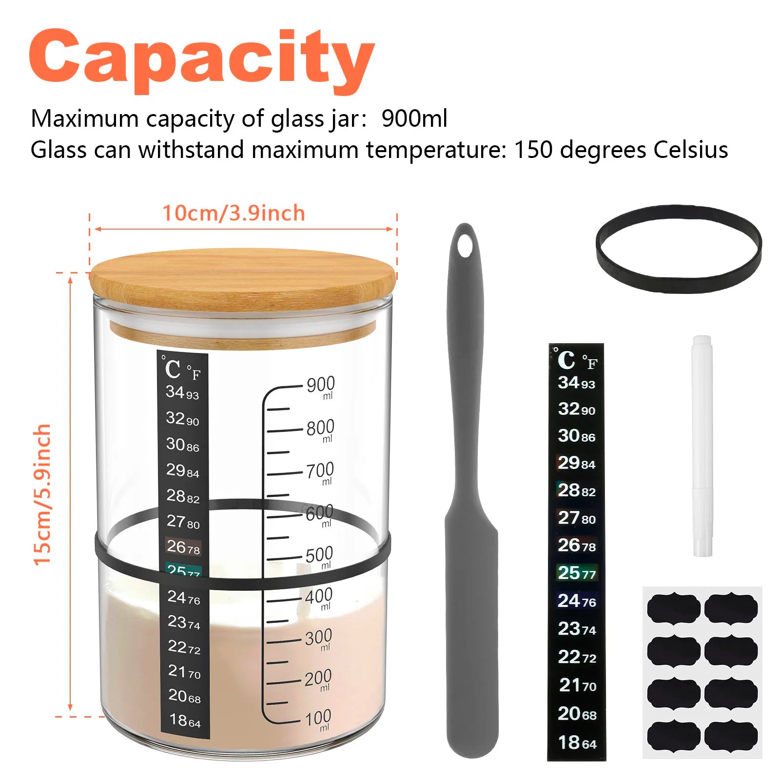 Sourdough Fermentation Jar 900ml Sourdough Starter Container Clear Glass Jar Sourdough Baking Supplies Wide Mouth with Lid