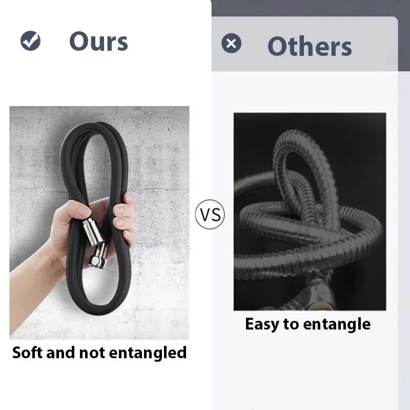 New 1.5/2/3M Silicone Shower Head Hose Flexible Anti-Winding Pipe High Pressure Powerful Shower Tube Bathroom Faucte Accessories