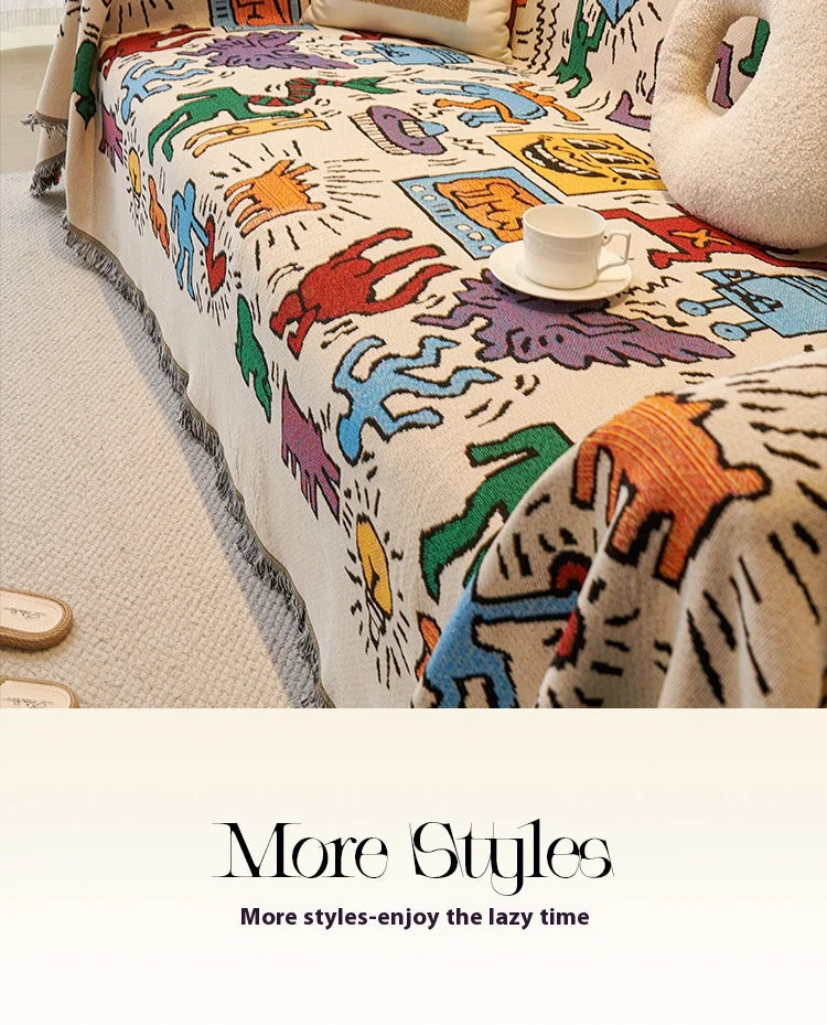 Sofa Cushion Cloth Double Sided Sofa Cover Thick Non-Slip Sofa Cover Full Cover Knee Blanket Cover Cloth Sofa Blanket