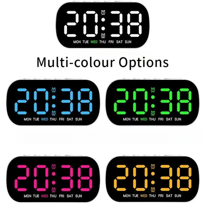 Digital Alarm Clock USB Powered Temperature Date Week Dual Alarm Night Mode Snooze Clock 5 Levels of Brightness 12/24H LED Clock