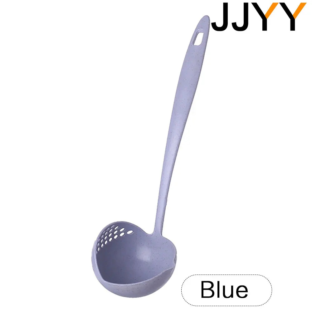 JJYY The 2 in 1 Kitchen Spoon Spoon Long handle Plastic Colander Filter Tableware Hot Pot Spoon