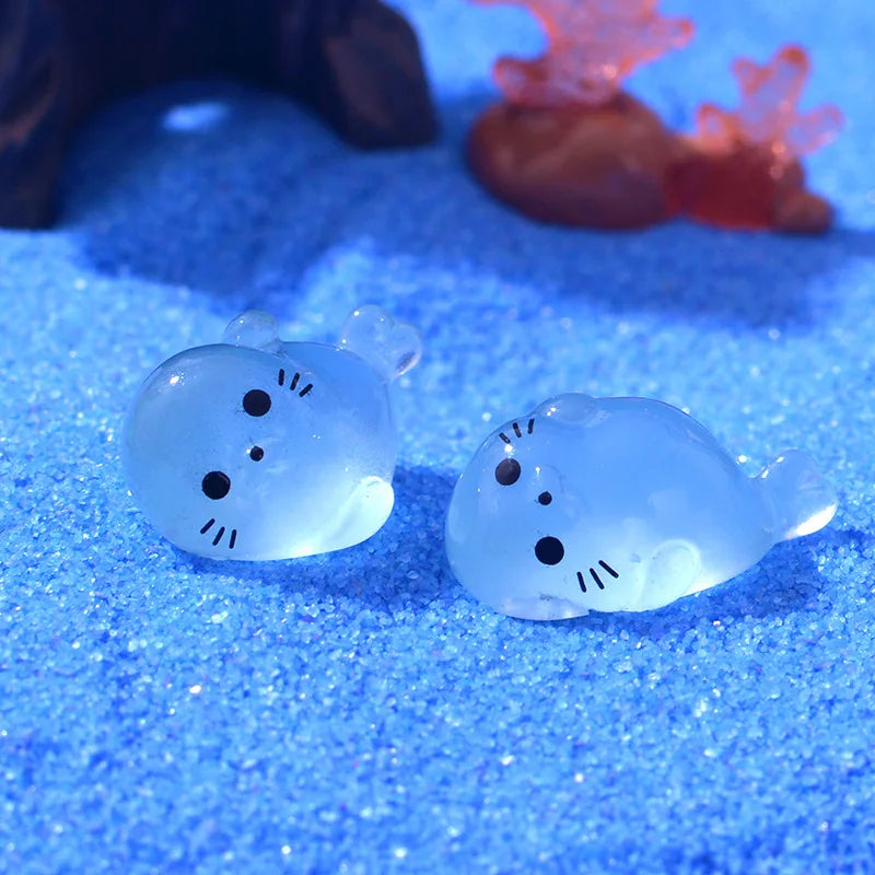 10/20/50pcs Kawaii Luminous Mini Seal Pup Resin Glow At Night Marine Animal Figurines Ornament Fairy Garden DIY Accessories