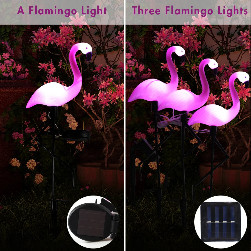 Solar Flamingo Light Garden Ornament Outdoor Waterproof Lawn Lamp Landscape Yard Light Patio Walkway Decoration Party Supplies