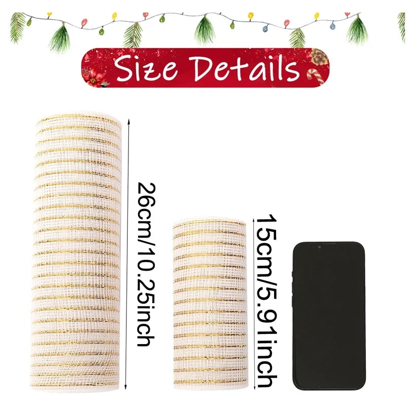 Christmas Tree Decorations Ribbon Mesh Ribbon for Wreath Bow Garland 2025 Christmas Decor Home Decor Gifts Navidad New Year 2026 (副本) (副本)