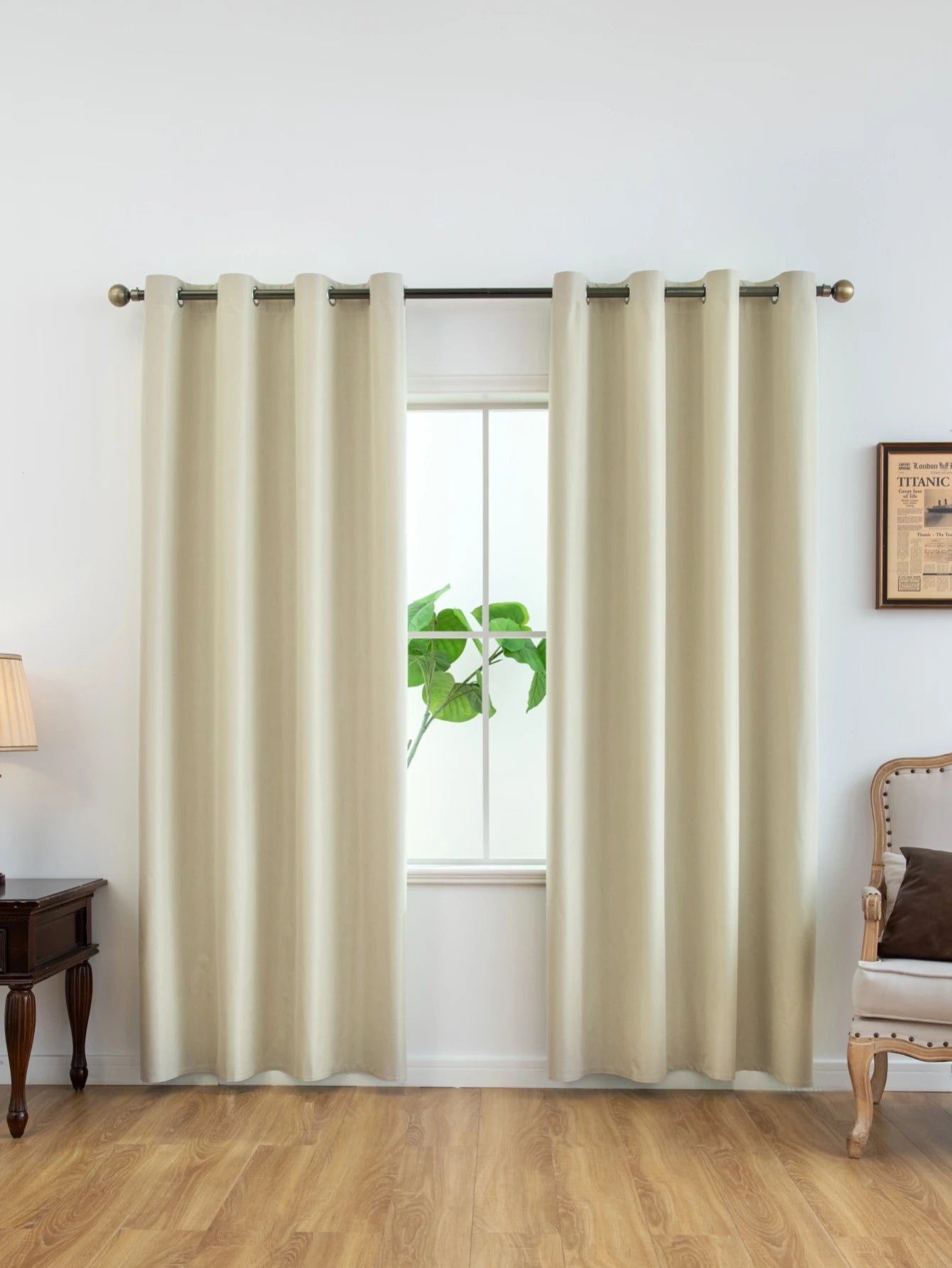 1pc Solid Blackout Curtains with Grommets, Total Privacy Drapes for Bedroom
