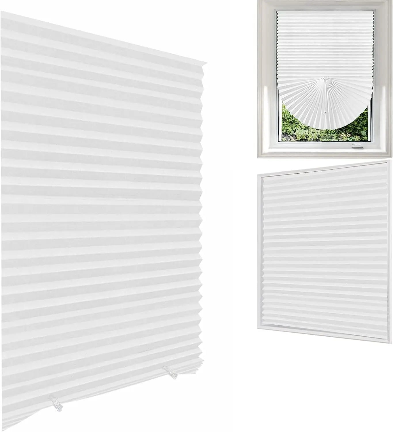 Blind for Window Self Adhesive Pleated Blinds Cordless No Drill Fabric Blinds Room Darkening Shades Blackout Shades for Bathroom