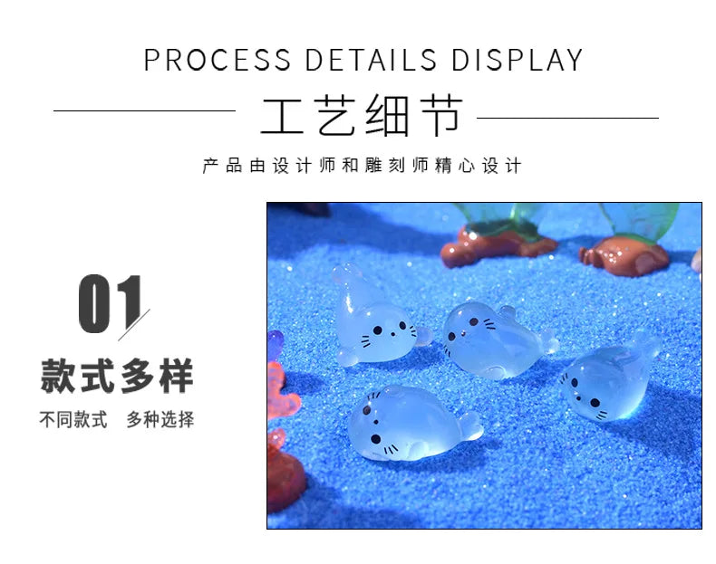 10/20/50pcs Kawaii Luminous Mini Seal Pup Resin Glow At Night Marine Animal Figurines Ornament Fairy Garden DIY Accessories