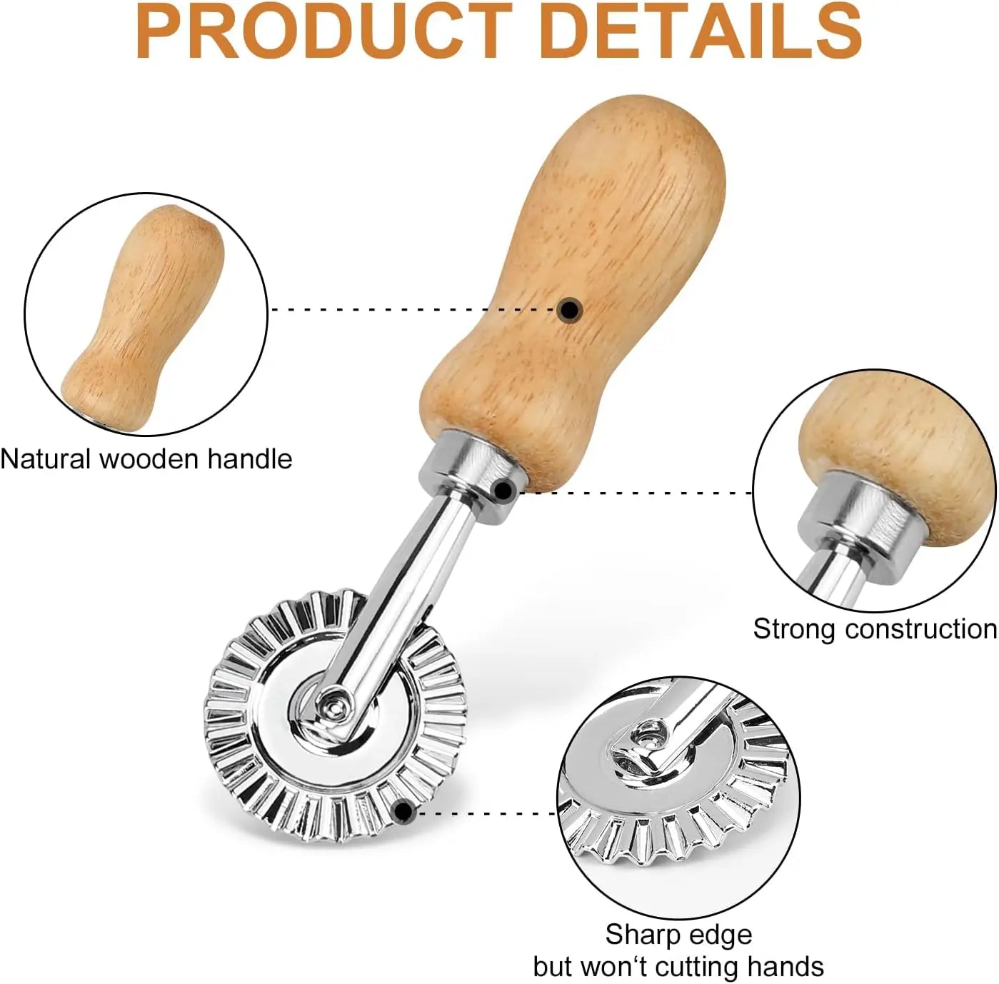 1pc/2pcs/4pcs/5pcs Ravioli Stamp Maker Cutter with Roller Wheel Wooden Handle for Ravioli, Pasta, Dumplings Lasagna, Pierogi