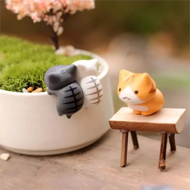 6Pcs/Set Cartoon Lucky Cat  Home Garden Bonsai Decorations Miniatures Gift Lovely Micro Landscape Kitten Miniature Craft