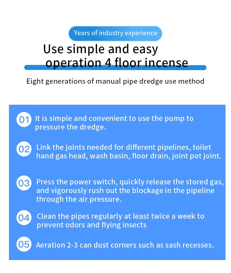 Stainless Steel Toilet Pipe Dredger Pneumatic Household High-pressure Dredging Tool Set Thickened Wall Cylinder Sturdy And Safe