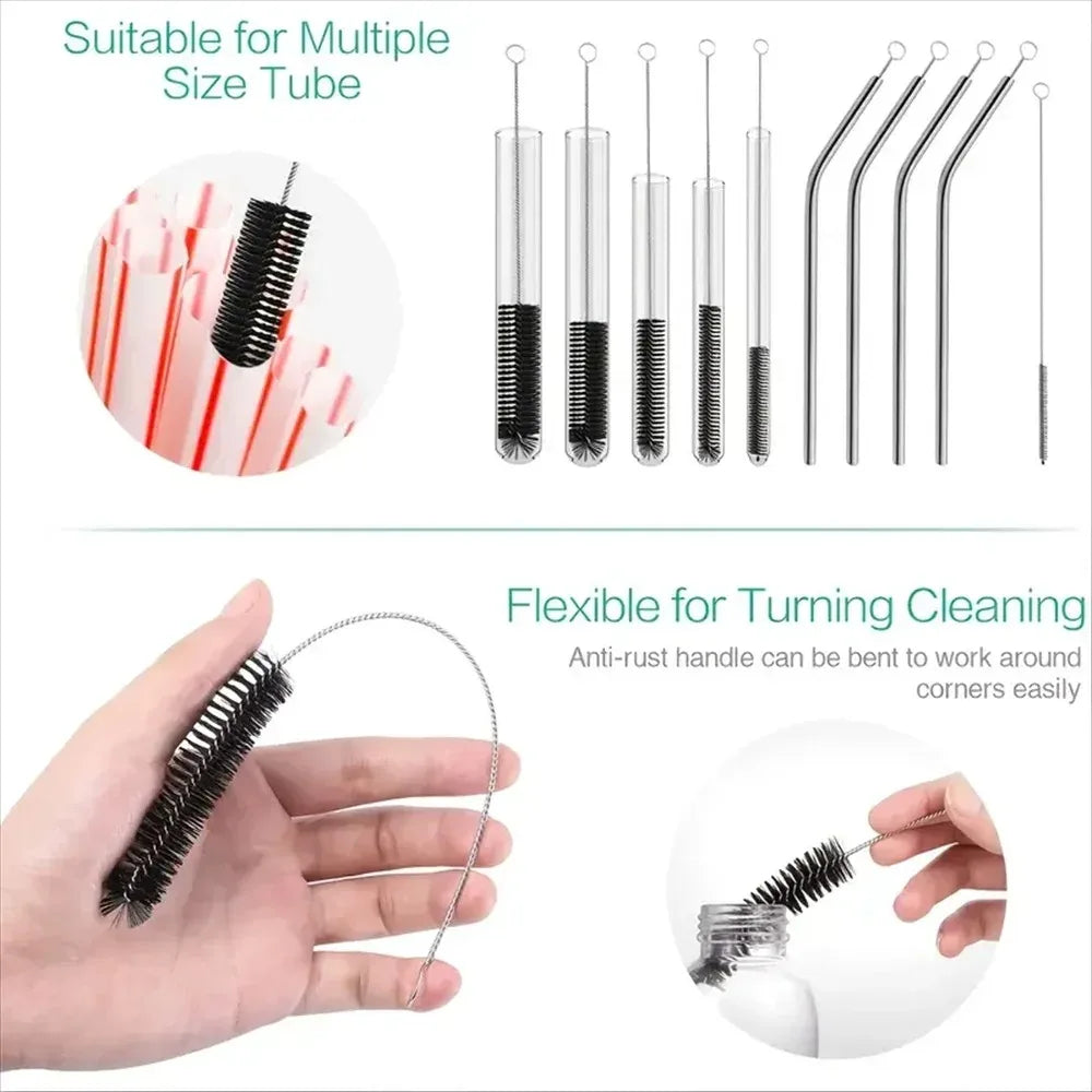 11 Style Nylon Stainless Steel Bottle Cleaning Brushes Multifunctional Reusable Cleaning Brushes Bottles Cups Cleaning Tools