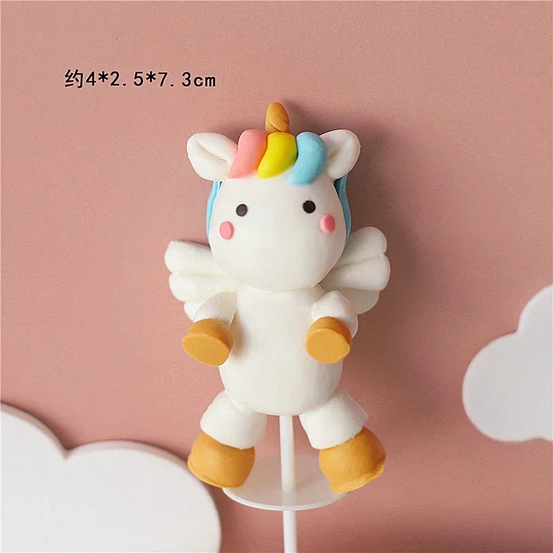 Rainbow Unicorn Cake Topper  Girl Baby Shower Birthday Decoration Kids Liked Unicorn Theme Decor Cupcake Party Baking Supplies