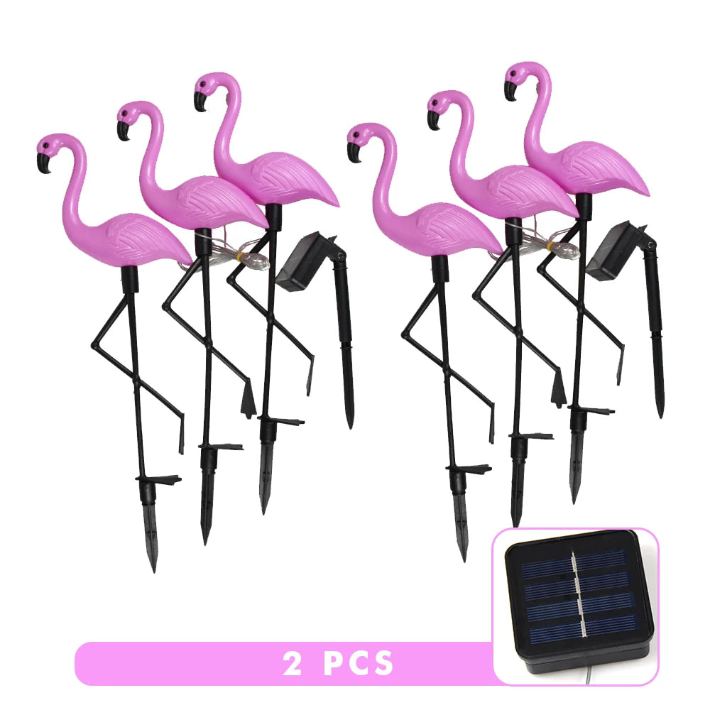 Solar Flamingo Light Garden Ornament Outdoor Waterproof Lawn Lamp Landscape Yard Light Patio Walkway Decoration Party Supplies