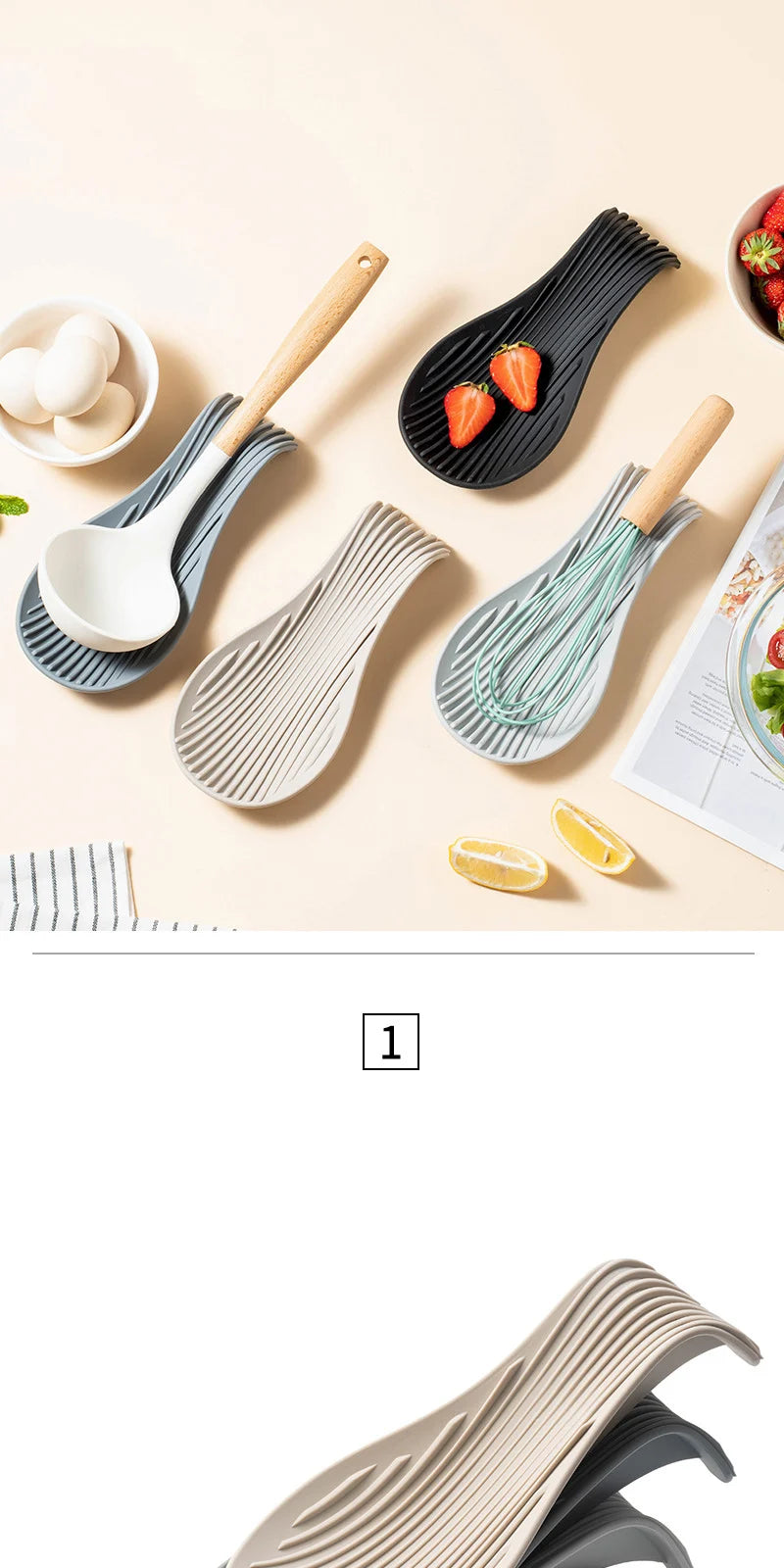 1/4Pcs Silicone Insulated Spoon Holder Heat Resistant Placemat Spoon Holder Cutlery Shelving Kitchen Tools Placemat