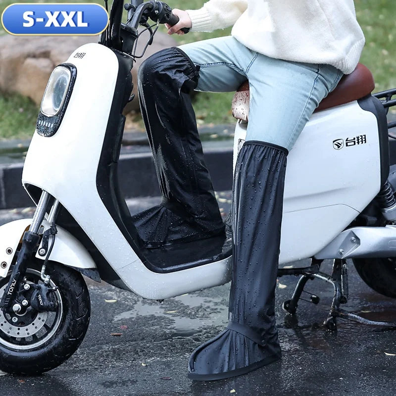 Reusable Anti-Slip PU Leather Waterproof Shoes Cover Water Boots Cycling Hiking Overshoes Rain Snow Wet Sand Shoes Protectors