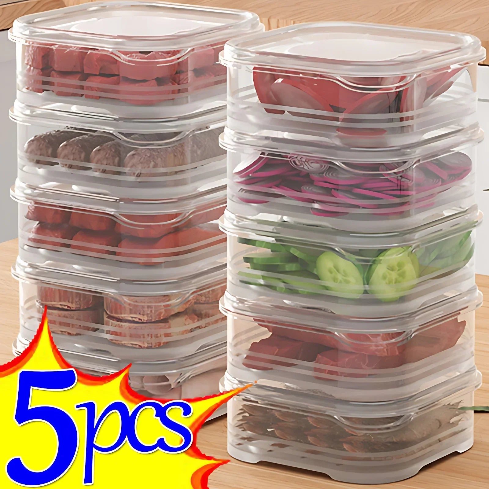 1/10PC Small Food Preservation Boxes Refrigerator Frozen Meat Vegetable Fresh-Keeping Box Transparent Kitchen Sealed Storage Box