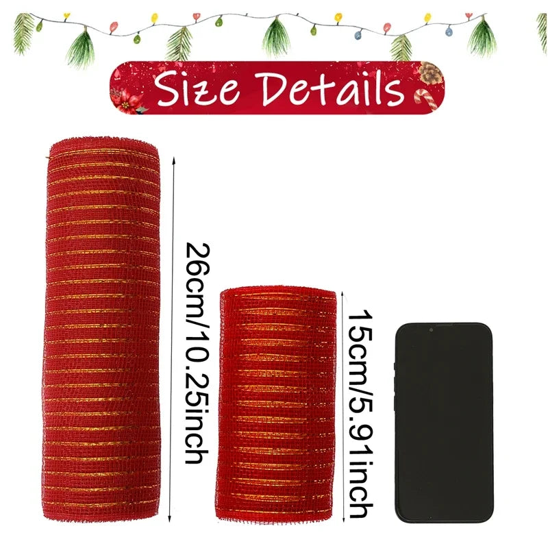 Christmas Tree Decorations Ribbon Mesh Ribbon for Wreath Bow Garland 2025 Christmas Decor Home Decor Gifts Navidad New Year 2026 (副本) (副本)