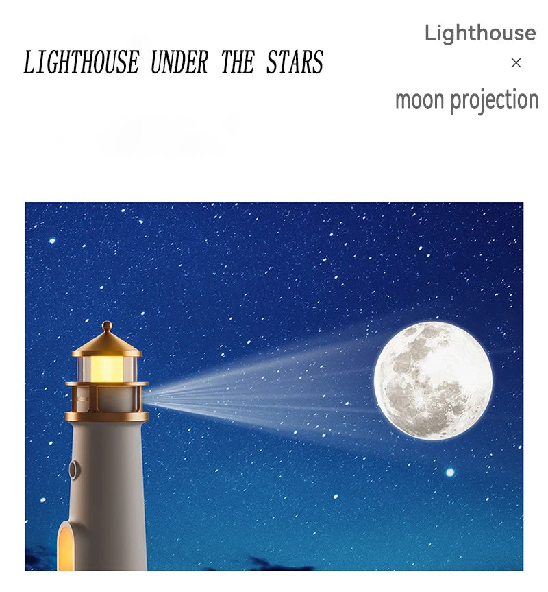 Moon Lamp Projection Lighthouse Lamps Night Light Remote Control Bluetooth Music Motion Sensor Ambient Lights Xmas Birthday Gift