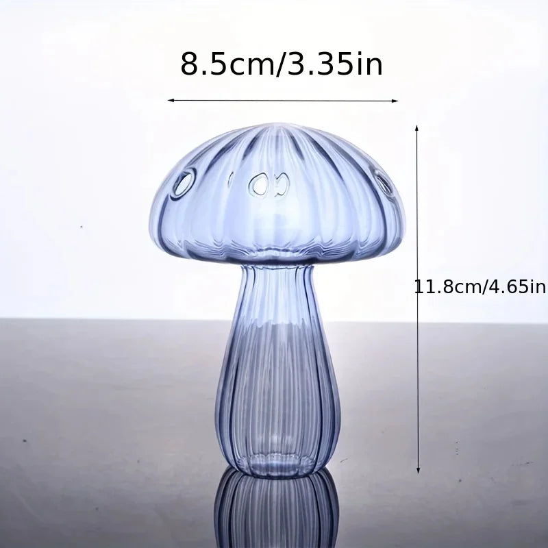 Glass Colorful Mushroom Vase Nordic Style Indoor Home Decor Hydroponic Plant Flower Arrangement Ornament Room Desktop Decoration