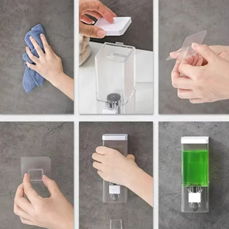 Non Perforated Manual Press Soap Dispenser Wall Mounted Traceless Disinfectant Bottle Bathroom Transparent Soap Dispenser