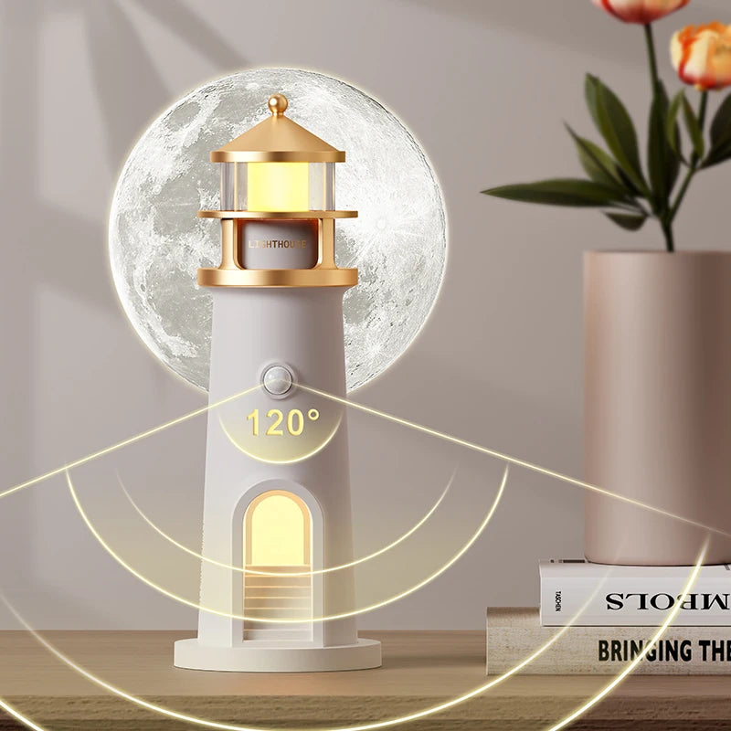 Moon Lamp Projection Lighthouse Lamps Night Light Remote Control Bluetooth Music Motion Sensor Ambient Lights Xmas Birthday Gift
