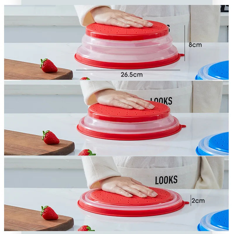 10.2 inch Microwave Plate Cover 2 In 1 Cover as Splatter Guard Collapsible Lid for Plate Dish Bowl Multi-Purpose Kitchen Gadget