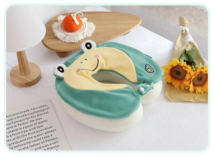 Cartoon Neck Pillow Memory Cotton U-shaped Soft Fluffy Travel Pillow Car Airplane Office Lunch Break Comfortable Sleep Headrest
