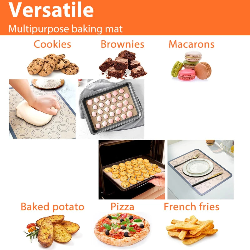 1PC Silicone Baking Mat for Oven, Thin 0.4mm, Reusable Non Stick Heat Resistant Bakeware Sheets Liner Baking Tools for Cookie