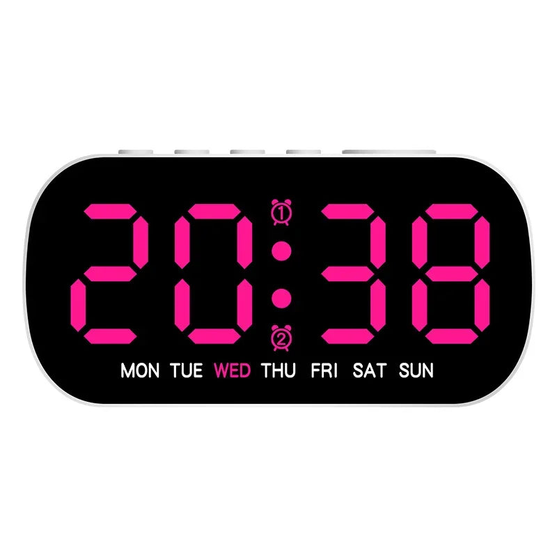 Digital Alarm Clock USB Powered Temperature Date Week Dual Alarm Night Mode Snooze Clock 5 Levels of Brightness 12/24H LED Clock