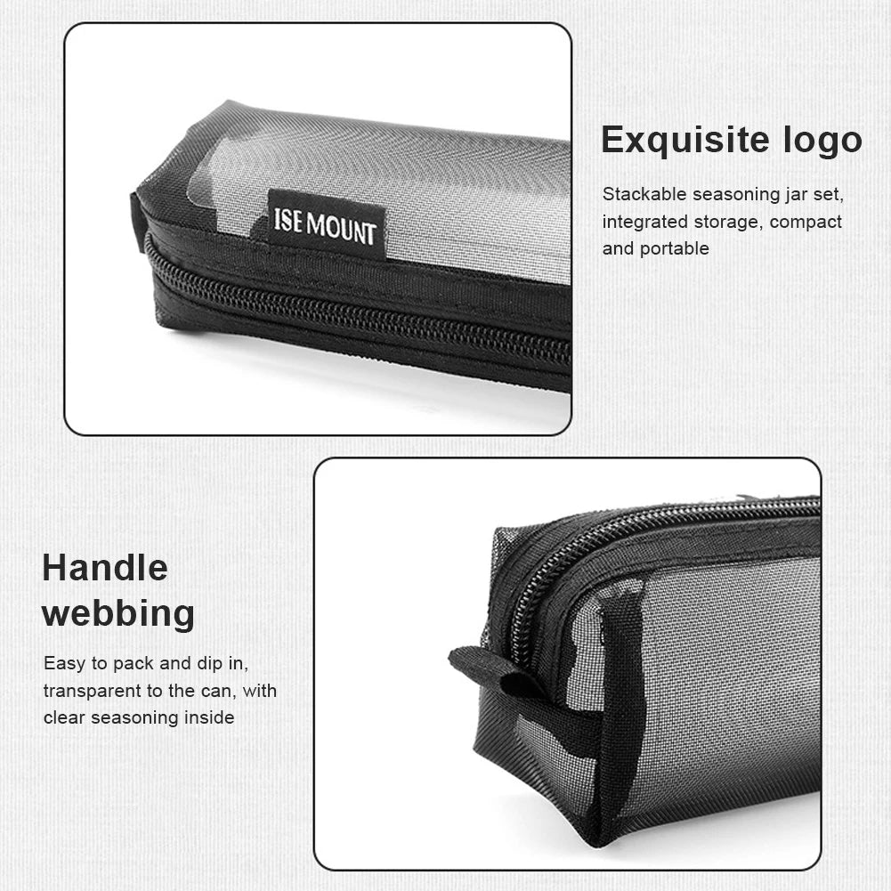 Camping Spice Kit With 5 Clear Seasoning Bottles Condiment Container Portable Travel Spice Container For Picnic Cooking Barbecue