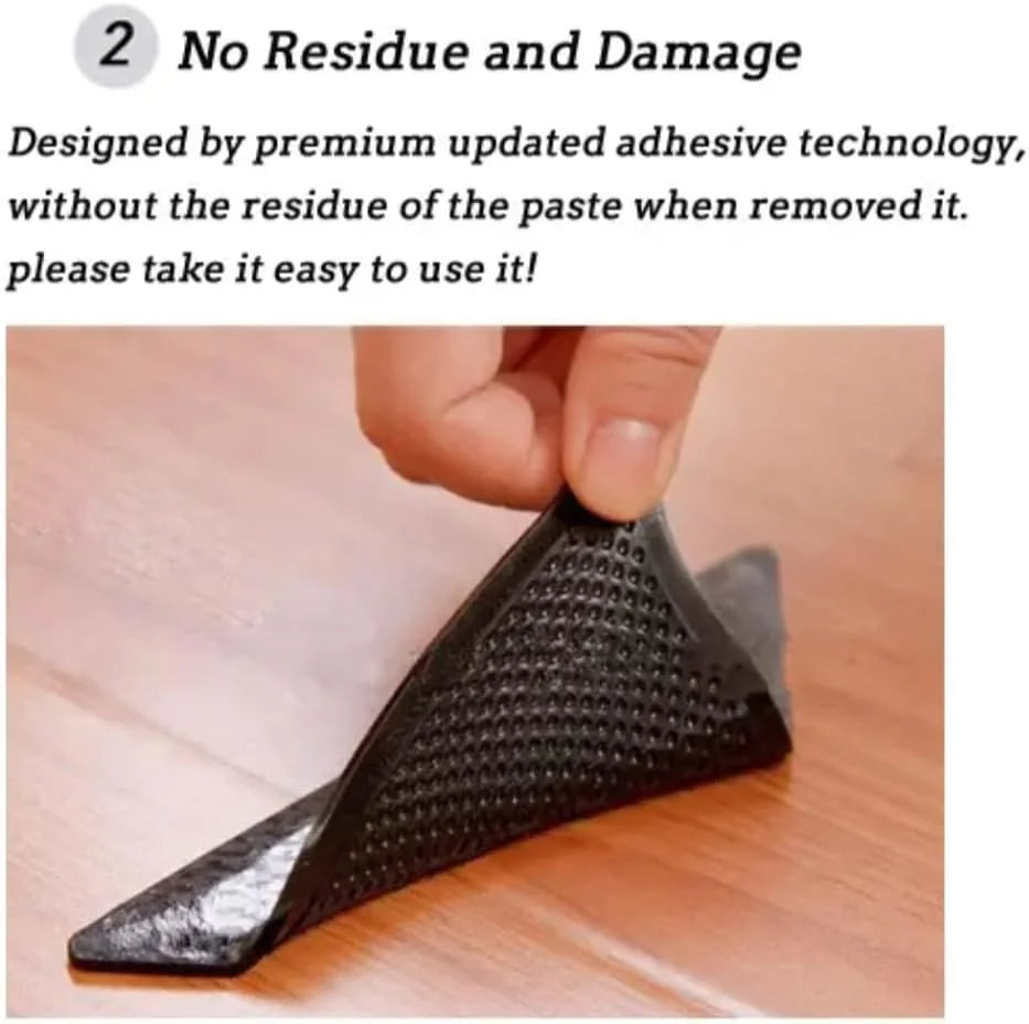 4/8pcs set Triangle Washable Rug Gripper Anti-slip Reusable Rubber Mat Non Slip Patch Tape for Tile Floors Carpets Corners Pad