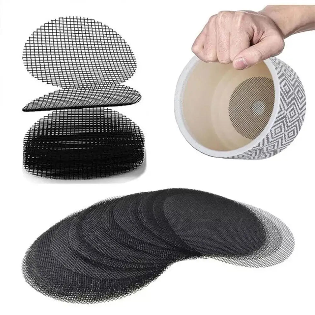 50 Pcs Flower Pot Hole Mesh Pad Breathable Bonsai Mesh Drainage Screens Bonsai Pot Bottom Grid Mat Drainage Mesh Hole Screen
