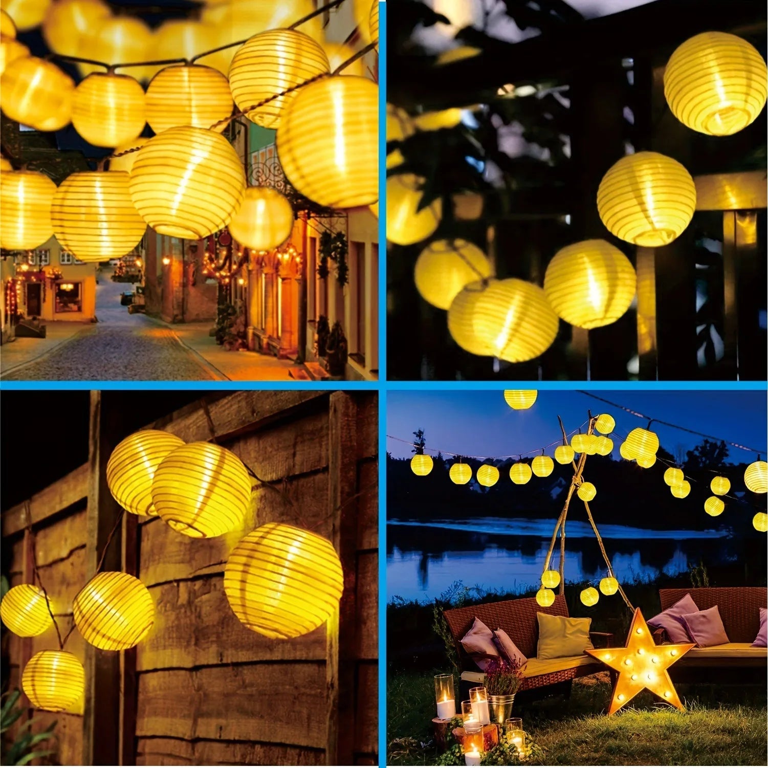 LED Solar Lantern String Lights Outdoor Garland Fairy Lights Solar Powered Garden Decorative Light for Christmas Wedding Party