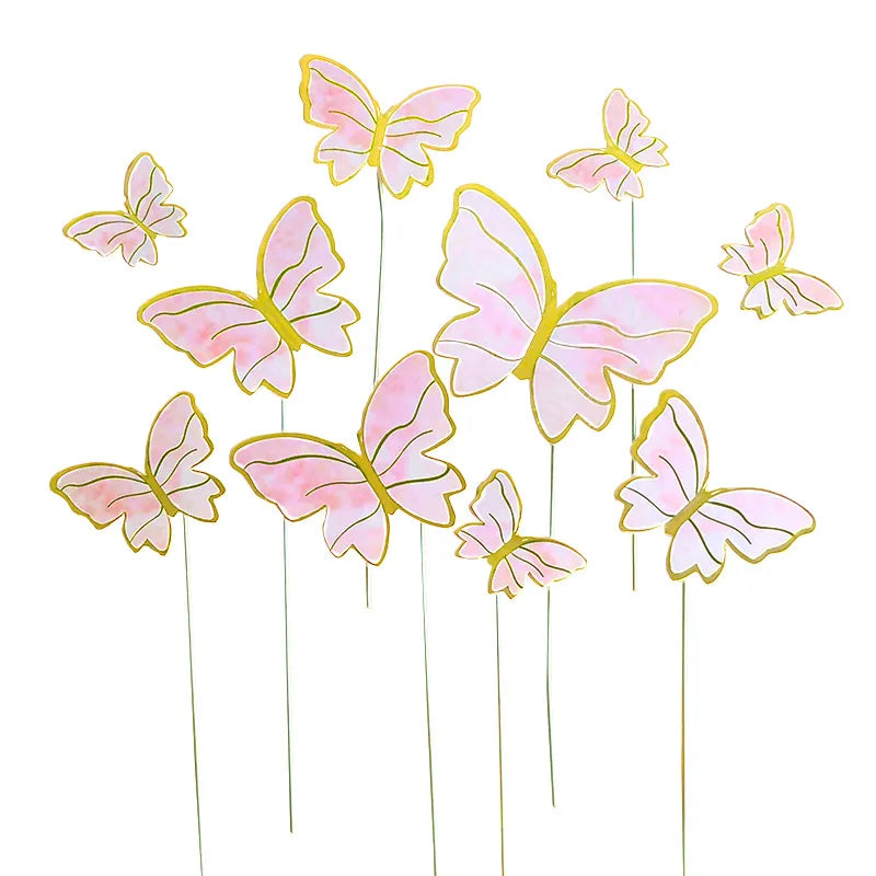 10/50pcs Butterfly Cake Toppers, Elegant Purple & Pink Paper Decorations for Birthday, Wedding, Parties, DIY Baking Accessories