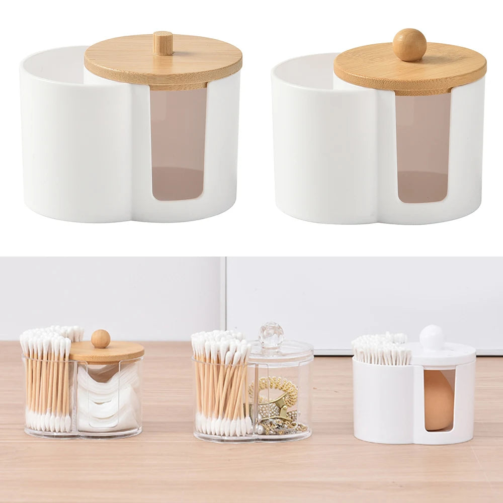 Cotton Round Pad Holder Powder Puff Storage Box Home Cotton Swab Box Makeup Organizer Dustproof Portable Durable Bathroom Jar