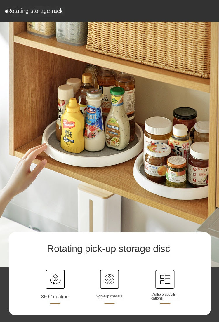 1/4Pcs 360 Rotatable Anti Sliding Kitchen Condiment Rotatable Storage Rack Tableware Cabinet Round Multi Functional Storage Rack