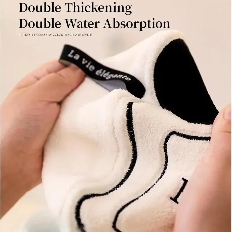Hand Towel Soft and Skin-friendly Face Towel Hanging Double-layer Thickened Speed Dry Absorbent Hand Cloth for Kitchen Bathroom