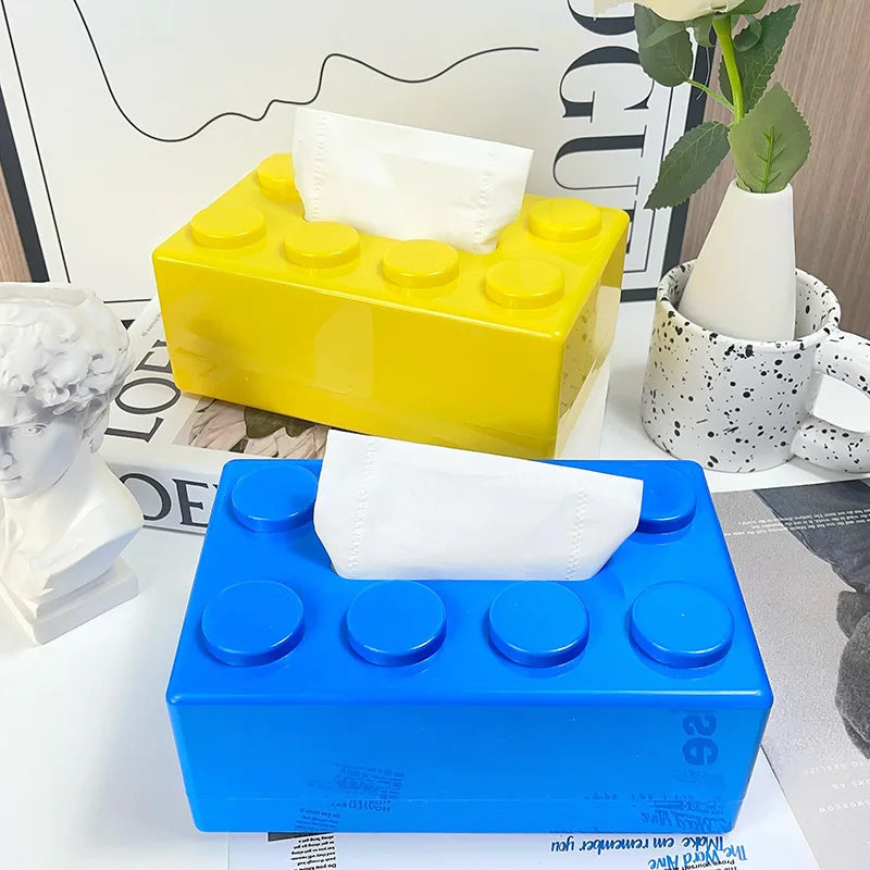 1PC Creative Cartoon Building Block Tissue Box with High Aesthetic Value for Household Napkins Paper Drawer Storage Box