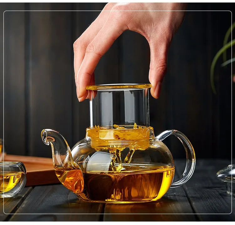 400ml/1000ml Heat-resistant Glass Tea Pot Flower Kettle Kung Fu Teawear Set Tea Strainer Infuser Puer Oolong Barley Pot Teaware