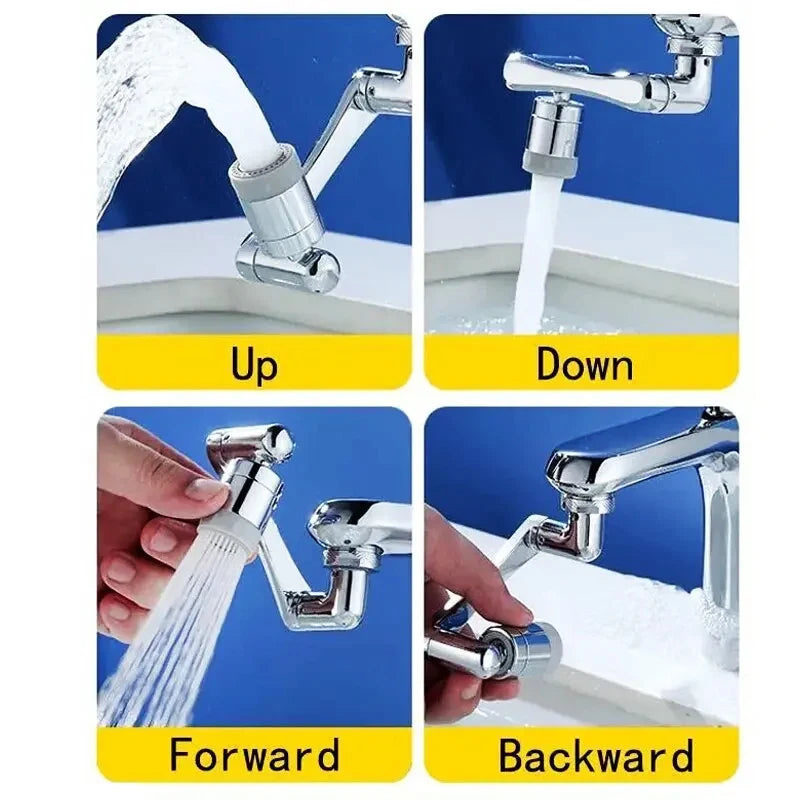 1080° Rotatable Extension Faucet Sprayer Head 2 Spray Modes Universal Bathroom Tap Extend Adapter Aerator