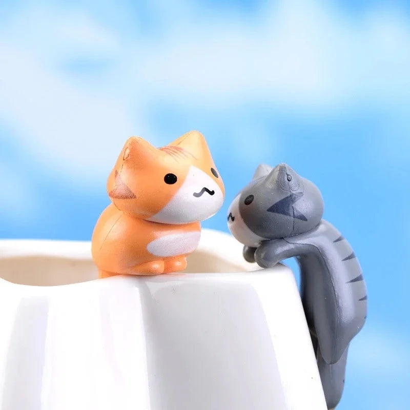 6Pcs/Set Cartoon Lucky Cat  Home Garden Bonsai Decorations Miniatures Gift Lovely Micro Landscape Kitten Miniature Craft