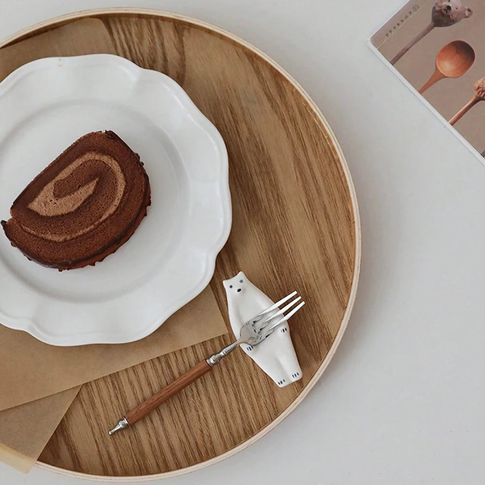 Round Wooden Serving Tray 21/27/30cm Wood Platte Decorative Tray for Coffee Home Table Breakfast Dinner Tea Food Tray