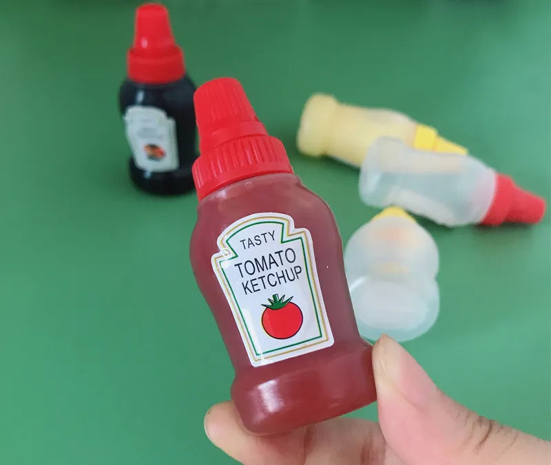 4/8pcs Mini Condiment Squeeze Bottles 25ml Honey/Ketchup/Soy Sauce/Salad Dressing Dispensers Lunchbox Squeezable Containers Jars