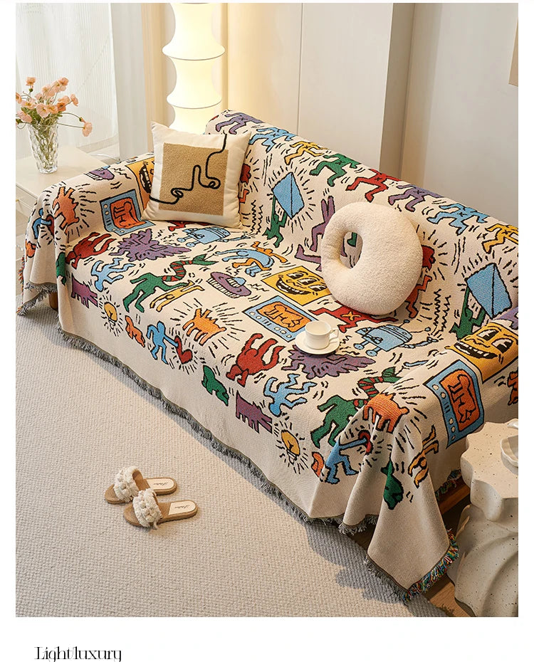 Sofa Cushion Cloth Double Sided Sofa Cover Thick Non-Slip Sofa Cover Full Cover Knee Blanket Cover Cloth Sofa Blanket