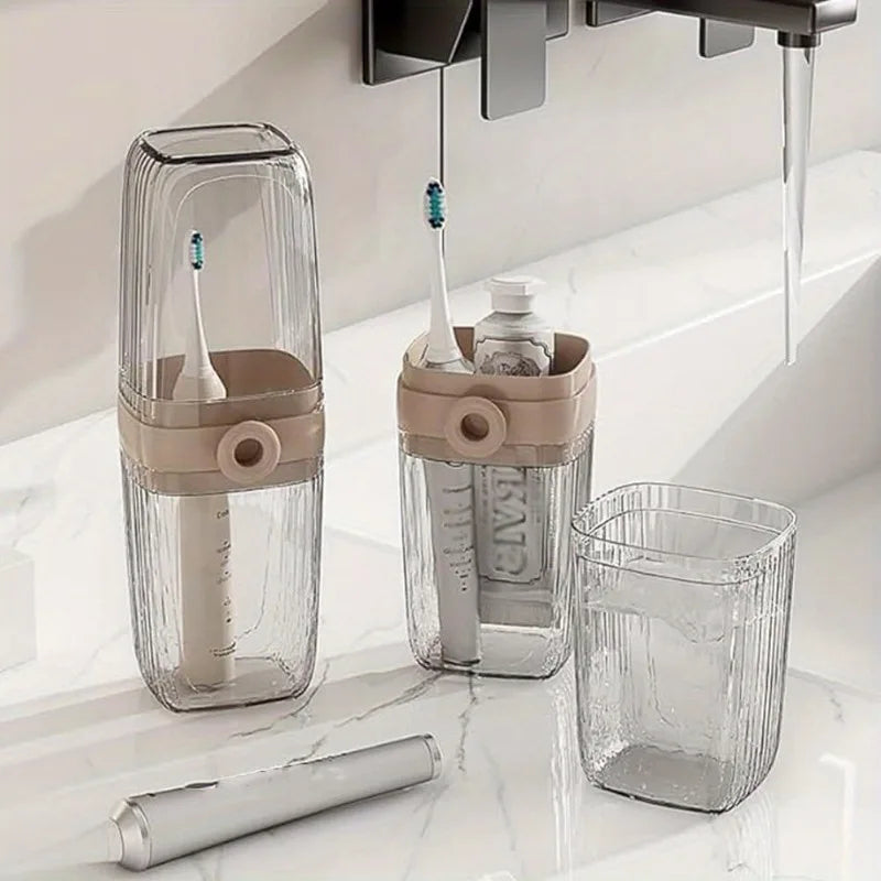 1 set of portable travel soap box and toothbrush holder set - durable plastic, perfect for camping, bathroom accessories