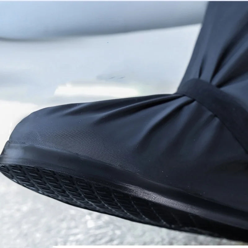 Reusable Anti-Slip PU Leather Waterproof Shoes Cover Water Boots Cycling Hiking Overshoes Rain Snow Wet Sand Shoes Protectors
