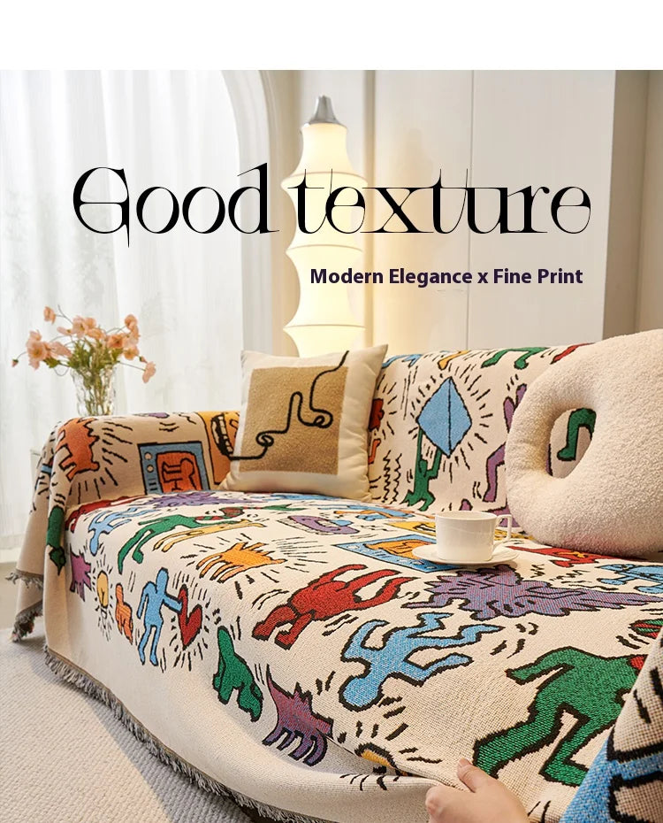 Sofa Cushion Cloth Double Sided Sofa Cover Thick Non-Slip Sofa Cover Full Cover Knee Blanket Cover Cloth Sofa Blanket