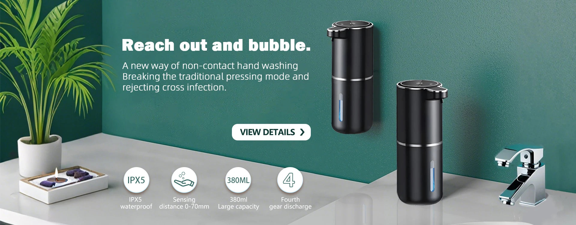 HQ Automatic Soap Dispenser bathroom accessories Automatic Liquid soap dispenser 360ML TYPE-C White 4 Level Foam Soap Dispenser