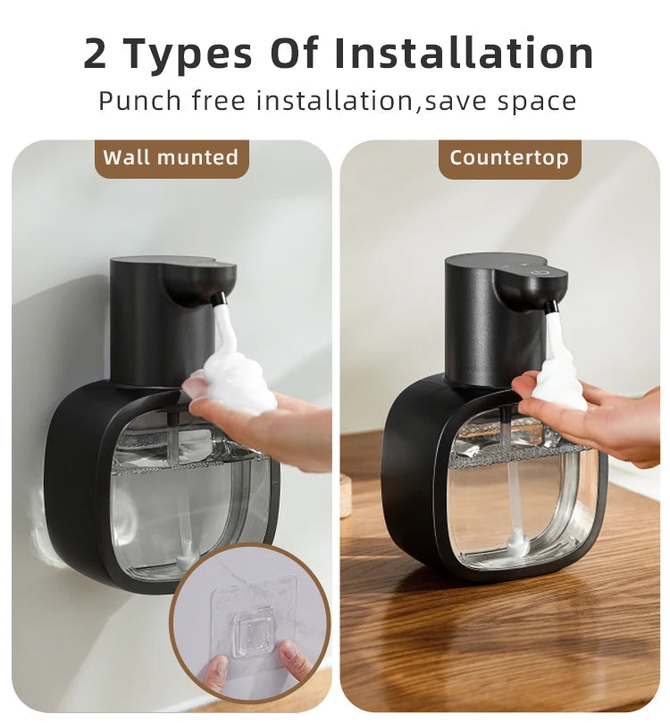 New Wall Mounted Automatic Soap Dispenser Foam Smart Hand Washing Machine 500ml Liquid Rechargeable Bathroom Induction Sensor