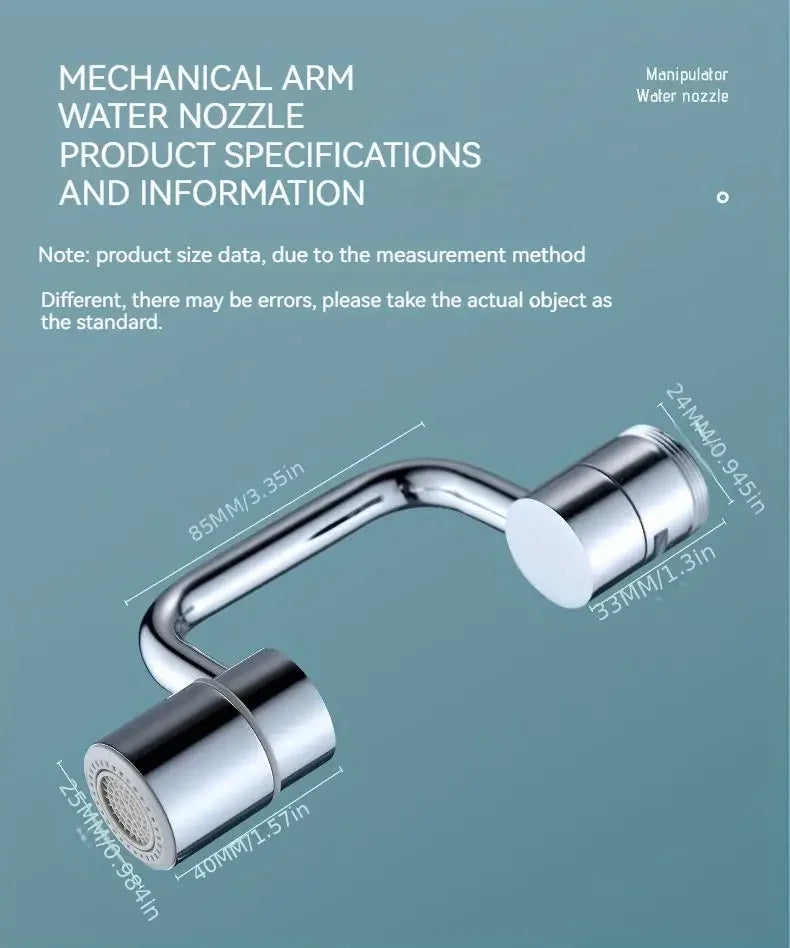 1080° Swivel Faucet Extender Universal Splash-Proof Dual Spray Modes Rust-Proof Bathroom Sink Accessories with Adapter